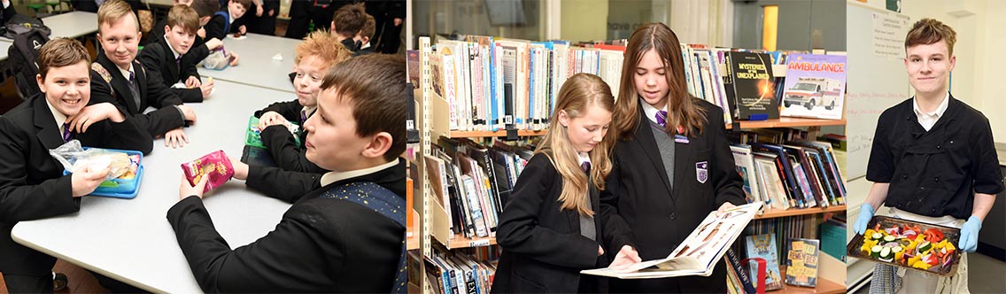 School children using the library